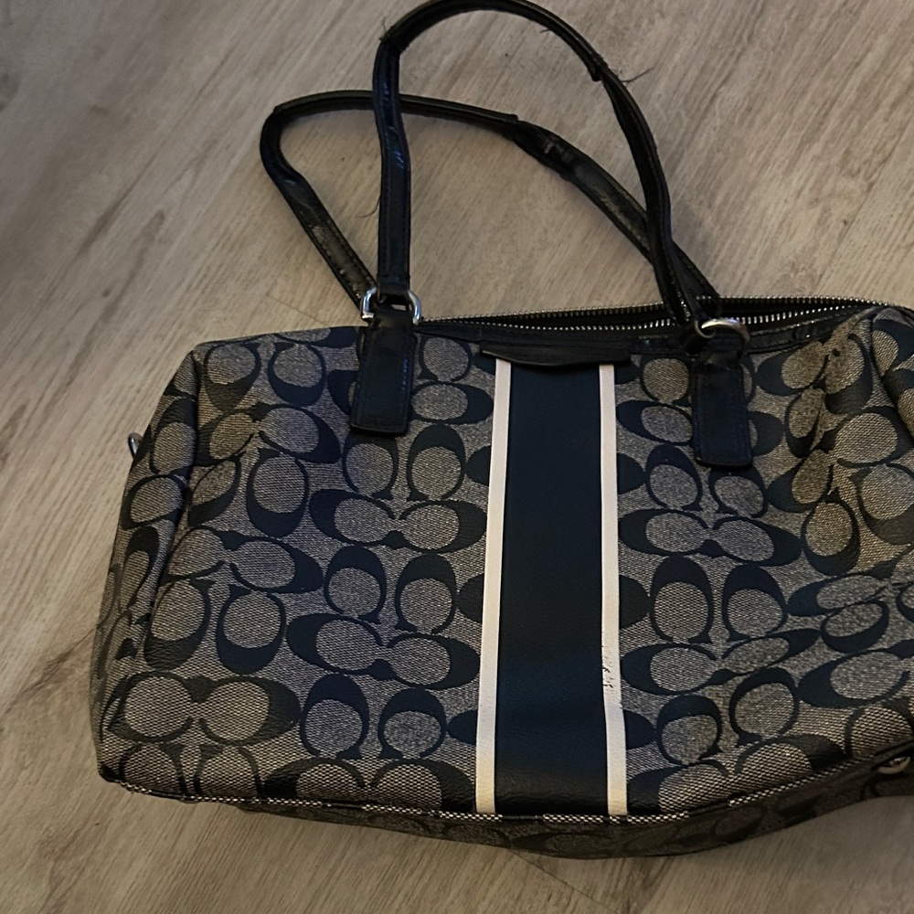Coach Black and Gray Signature Satchel